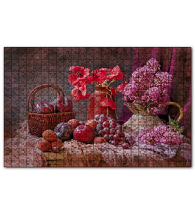 Cakapuzzle Vazolarda Sümbül Gelincikler Sepette Meyve Puzzle Yapboz MDF (Ahşap) (255 Parça)