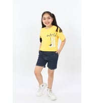 Toontoy Kız Çocuk World Baskılı Tişört (Koyu Sarı)