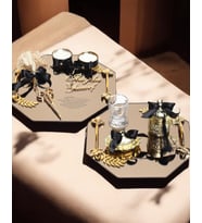 Affinity Sekizgen Gold Söz Nişan Tepsisi ve Damat Kahvesi (Siyah)