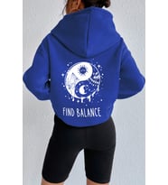 Unisex Yin & Yang Tasarım Sweatshirt (Mavi)