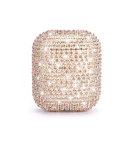 Microsonic AirPods 1. Nesil / 2. Nesil Kılıf Diamond Swarovski Görünümlü Taşlı Gümüş (Rose)