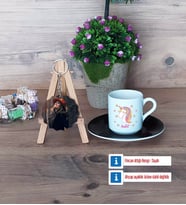 Unicorn Türk Kahvesi Fincanı Ahşap Altlıklı ve Fotoğraflı Ahşap Anahtarlık Hediye (Model 7)