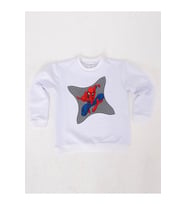 Spiderman baskılı örümcek adam pamuklu kumaş çocuk sweatshirt (Beyaz)