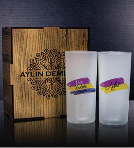 eJOYA Kişiye Özel Kutusunda 2'li Rakı Bardağı Hediye Seti 107148 (Bordo)