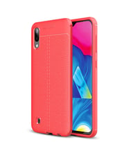 Microsonic Samsung Galaxy M10 Kılıf Deri Dokulu Silikon (Kırmızı)