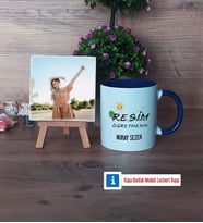 Resim Öğretmeni Fotoğraflı Dekoratif Taş, Kupa Bardak Beyaz Hediye (Model 3)