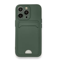 IPHONE 13 PRO UYUMLU KELVİN KARTVİZİTLİ SİLİKON TELEFON KILIFI (Haki)