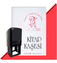 Kişiye Özel Sevimli Köpek 13 Tarihli Otomatik Kitap Kaşesi (Kırmızı)