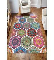Dijital Kaymaz Taban Yıkanabilir Salon Halısı Mutfak Halısı Koridor Halısı Yolluk ND-HS-368 (Pembe)