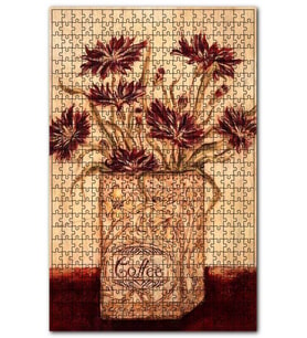 Cakapuzzle Kahve Ambalafından Saksıda Çiçek Görseli Puzzle Yapboz MDF (Ahşap) (500 Parça)