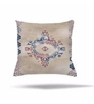 Patchwork Çiçek Desen Etnik Gizli Fermuarlı Yastık Kılıfı Kırlent Kılıfı Koltuk Yastık Kılıfı  (Krem)