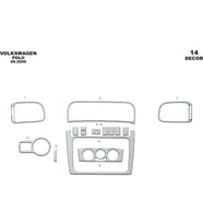 Meriç Volkswagen Polo Ön Torpido Kaplama Maun 14 Parça 2009-2015 (Alüminyum)
