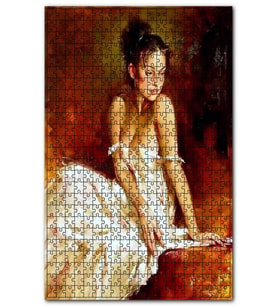 Cakapuzzle Beyaz Askılı Dekolte Elbiseli Kadın Puzzle Yapboz MDF (Ahşap) (255 Parça)