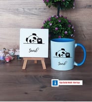 Sevimli Panda Dekoratif Taş, Kupa Bardak Kırmızı Hediye (Model 3)