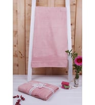 Ceviz Kabuğu Bitkisel Organik Boyama 2'li 76x137 Havlu (Pembe)