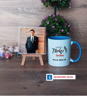 Türkçe Öğretmeni Fotoğraflı Dekoratif Taş, Kupa Bardak Beyaz Hediye Öğretmenler Günü Hediyesi (Model 4)
