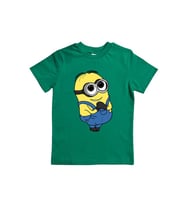 Minions baskılı pamuklu penye kumaş yazlık çocuk tişört (Yeşil)