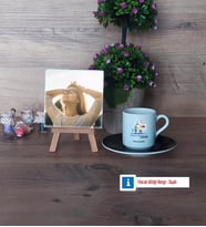 İnsan Kaynakları Uzmanı Fotoğraflı Dekoratif Taş, Ahşap Altlıklı Türk Kahvesi Fincanı Hediye (Model 7)