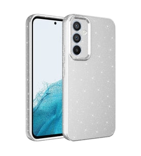 Vendas Samsung Galaxy A35 Kılıf Kamera Korumalı Simli Lüks Zore Koton Kapak (Gümüş)