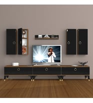 Decoraktiv Eko 8D Mdf Gold Tv Ünitesi Tv Sehpası (Siyah - Ceviz)
