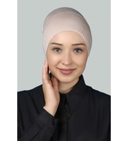 Hazır Pratik Geçmeli Uzun Boru Tesettür Bonesi (Bej)