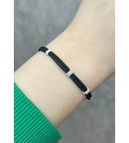 Çift Zincir Oksitli Gümüş Kazaziye Bileklik : Altın - 19 cm : Altın - 21 cm : Altın-Gümüş - 19 cm (Siyah - Beyaz)