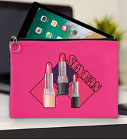 BK Gift Kişiye Özel İsimli-2 Tablet Çantası 30x21cm(12 Renk Seçeneği), Ipad Çantası, Baskılı Tablet Kılıfı (Fuşya)