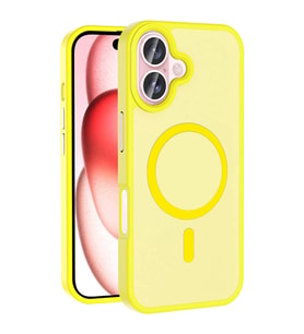 iPhone 16 Plus Kılıf Mat Arka Yüzey Wireless Şarj Özellikli Sio Kapak (Sarı)