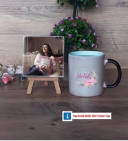 İsme Özel İsim Yazılı Fotoğraflı Dekoratif Taş, Kupa Bardak Beyaz Hediye (Model 9)