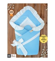 BEBEK BATTANİYESİ KUNDAĞI %100 PAMUKLU İNCİ WAFFLE KUMAŞ YENİDOĞAN HASTANE ÇIKIŞI HEDİYELİK ÖRTÜ KND45498 (Mavi)