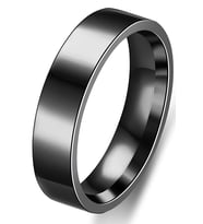 6mm Parlak Düz Model Unisex Kadın Erkek Çelik Alyans Yüzük cl39 (Siyah)