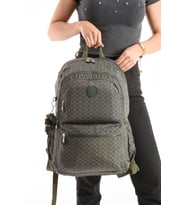 Unisex Sırt Çantası Gülük Kullanıma Uygun Büyük Boy Seyahat Çantası 43*30 Cm Okul Çantası Su İtici (Haki)