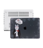 MacBook Air Kılıf HardCase A1369 A1466 2017 Öncesi Uyumlu Koruyucu Kılıf Dog01 (Siyah - Beyaz)