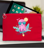 BK Gİft Yaz Temalı-5 Tablet Çantası 30x21cm(12 Renk Seçeneği), Ipad Çantası, Baskılı Tablet Kılıfı (Kırmızı)