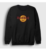 Presmono Unisex Beyaz Logo Hard Rock Cafe Sweatshirt 371862tt (Siyah)