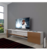 Decoraktiv 1e1 Slm 180 cm. Tv Ünitesi Tv Sehpası (Beyaz - Ceviz)