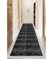 Dijital Baskılı Kaymaz Taban Yıkanabilir Modern Yolluk Ve Koridor Halısı NDU-SD-873 (Siyah)