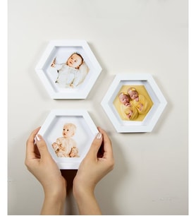Kişiye Özel 3'lü Altıgen Fotoğraflı Çerçeve (Beyaz)