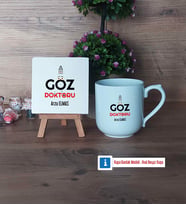 Göz Doktoru Dekoratif Taş, Kupa Bardak Kırmızı Hediye (Model 4)