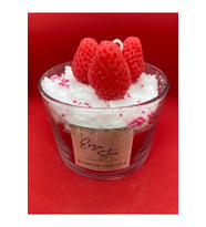 El Yapımı Candles Strawberry Cupcake Çilekli Mum Aromaterapi Kokulu Cam (Kırmızı)