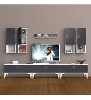 Decoraktiv Eko 8DA Mdf Gold Tv Ünitesi Tv Sehpası (Beyaz - Antrasit)