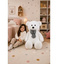 125 cm Papyonlu Şaşkın Pelüş Ayıcık (Beyaz)