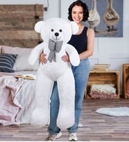 125 cm Papyonlu Şaşkın Pelüş Ayıcık (Beyaz)