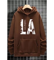 Los Angles Baskılı Oversize Sweatshirt (Kahverengi)