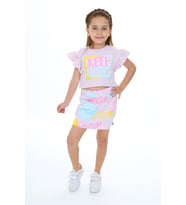 Toontoy Kız Çocuk Keep Smıle Baskılı Etekli Takım (Açık Lila)