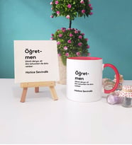 Öğretmen Kupa Bardak Lacivert Dekoratif Taş Baskı (Model 8)