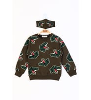 Toontoy Erkek Çocuk Dinazor Baskılı Sweatshirt (Haki)