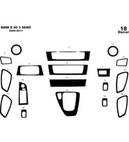 Meriç® BMW 3 E90 Ön Torpido Kaplama Maun 18 Parça 2006-2011 (Piano Black)