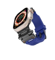 Watch 44mm KRD-108 Metal Başlıklı Silikon Kordon (Siyah-Mavi)