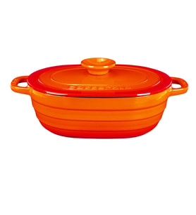 Lava Döküm Oval Tencere Döküm Demir Kapak Experience Serisi Ölçü 24x33cm. (Turuncu)